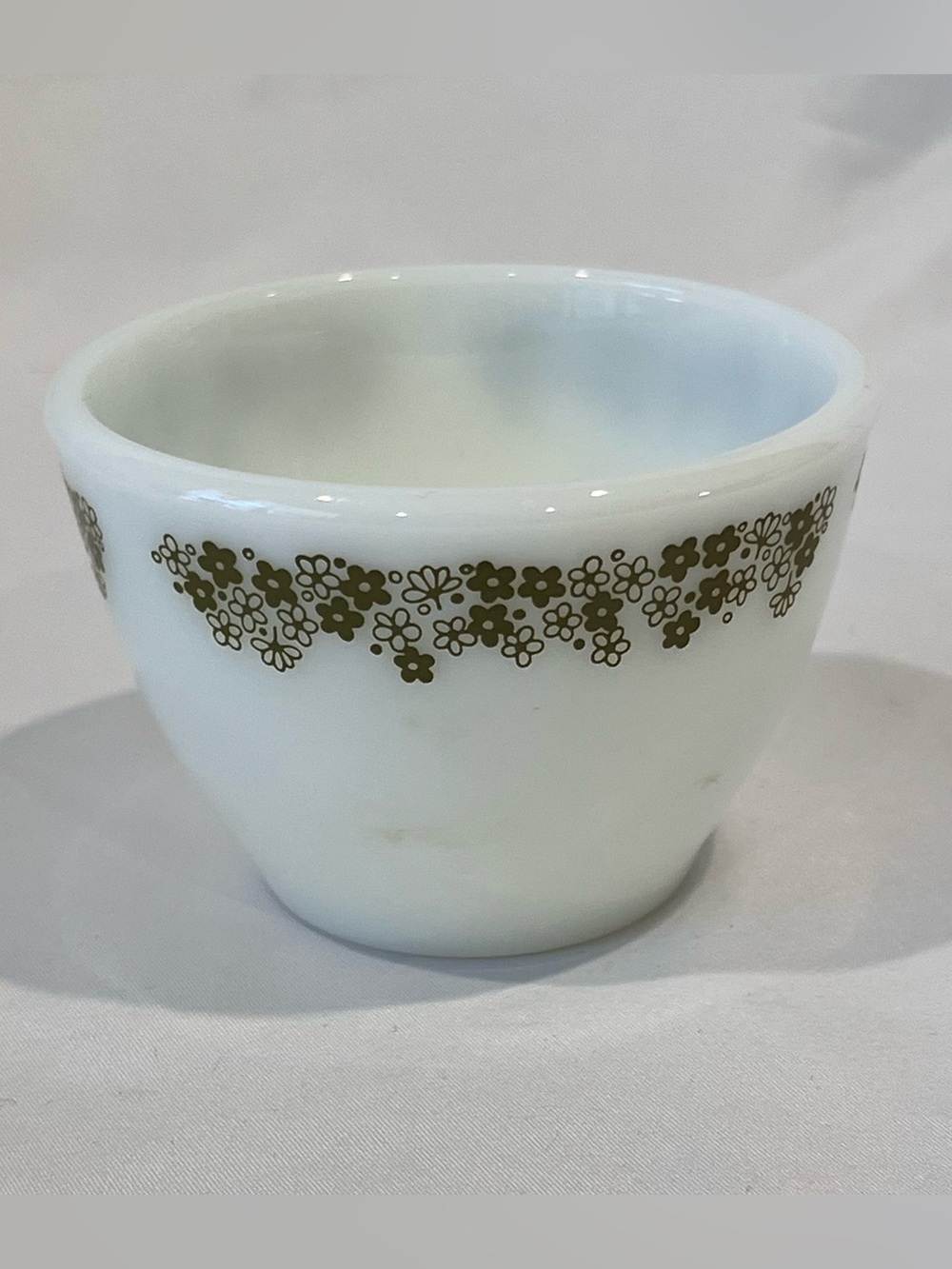 Vintage Corning USA Crazy Daisy Milk Glass Bowl Brown Floral 6.5”